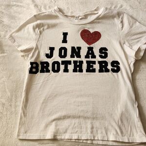 H&M Divided I Love Jonas Brothers White Tshirt With Bling Size Medium